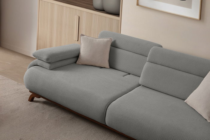 Atelier Del Sofa Bonjo Walnut - Grey, Sofá de 3 plazas